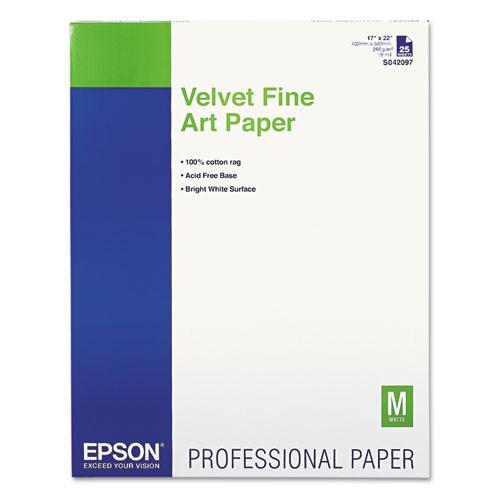 Velvet Fine Art Paper, 17 x 22, White, 25/Pack. Picture 1