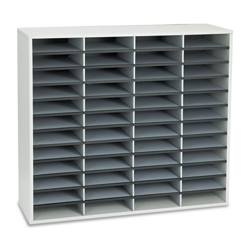 Literature Organizer, 48 Letter Sections, 38 1/4 x 11 7/8 x 34 11/16, Dove Gray. The main picture.
