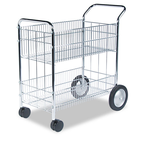 Wire Mail Cart, 21.5w x 37.5d x 39.25h, Chrome. The main picture.