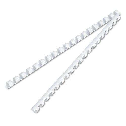Plastic Comb Bindings, 3/8" Diameter, 55 Sheet Capacity, White, 100/Pack. Picture 2