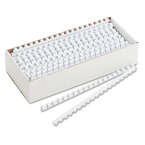 Plastic Comb Bindings, 3/8" Diameter, 55 Sheet Capacity, White, 100/Pack. Picture 3