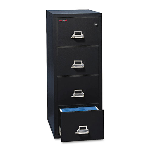 Insulated Vertical File, 1-Hour Fire Protection, 4 Legal-Size File Drawers, Black, 20.81" x 31.56" x 52.75". Picture 1