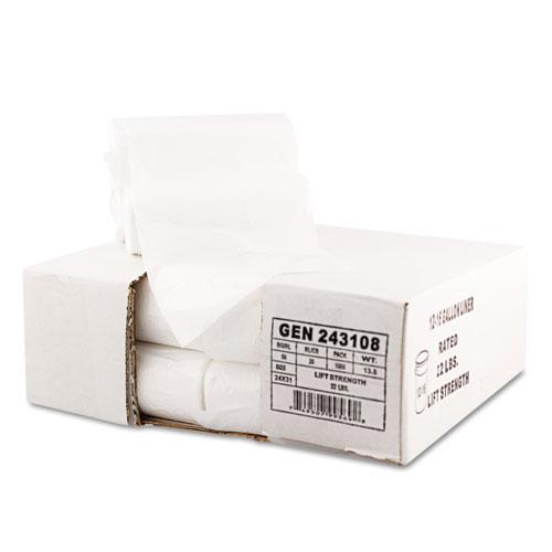 High Density Can Liners, 16 gal, 7 mic, 24" x 31", Natural, 50 Bags/Roll, 20 Rolls/Carton. Picture 2