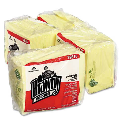 Dusting Cloths Quarterfold, 17 x 24, Yellow, 50/Pack, 4 Packs/Carton. Picture 5