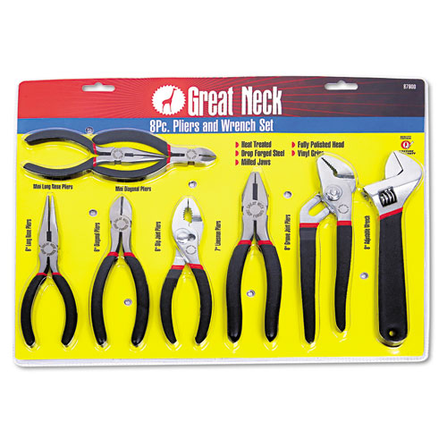 8-Piece Steel Pliers and Wrench Tool Set. Picture 1