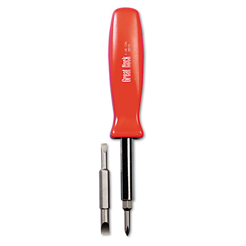 4 in-1 Screwdriver w/Interchangeable Phillips/Standard Bits, Assorted Colors. Picture 1