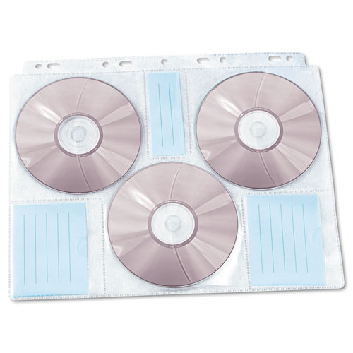 Two-Sided CD/DVD Pages for Three-Ring Binder, 6 Disc Capacity, Clear, 10/Pack. Picture 4