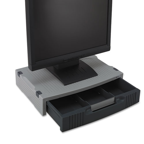 Basic LCD Monitor/Printer Stand, 15" x 11" x 3", Charcoal Gray/Light Gray. Picture 3