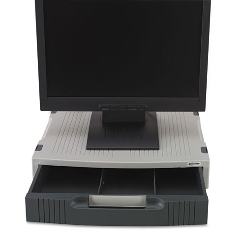 Basic LCD Monitor/Printer Stand, 15" x 11" x 3", Charcoal Gray/Light Gray. Picture 5