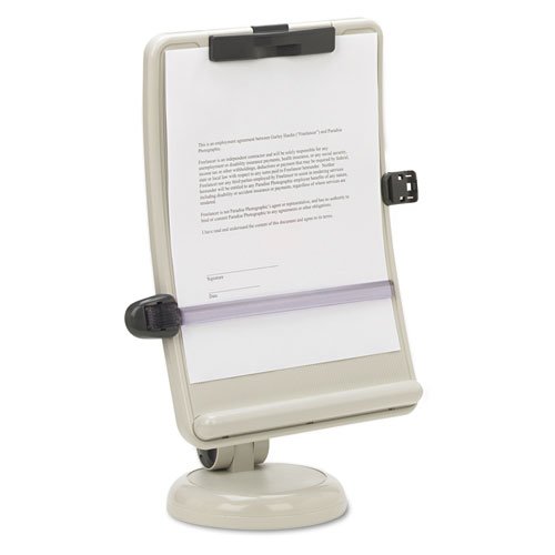 Copyholder with Curved Tray and Weighted Base, 75 Sheet Capacity, Plastic, Putty. Picture 4