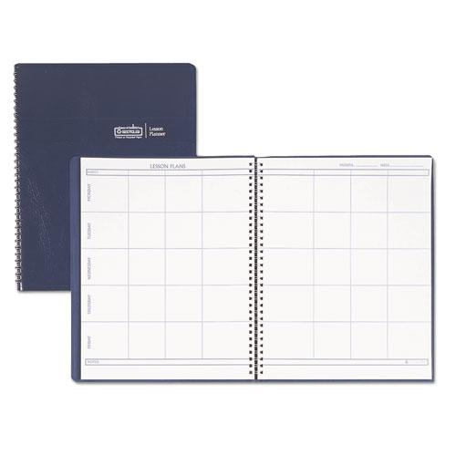Recycled Lesson Plan Book, Weekly, Two-Page Spread (Eight Classes), 11 x 8.5, Blue Cover. Picture 1