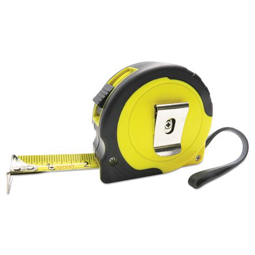 Easy Grip Tape Measure, 25 ft, Plastic Case, Black and Yellow, 1/16" Graduations. Picture 3