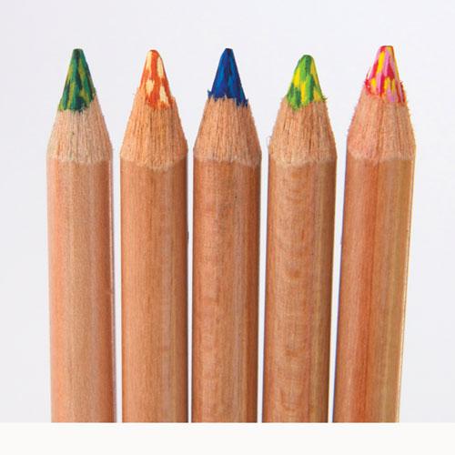 Tri-Tone Color Pencils, 3.8 mm, Assorted Tri-Tone Lead Colors, Tan Barrel, Dozen. Picture 3