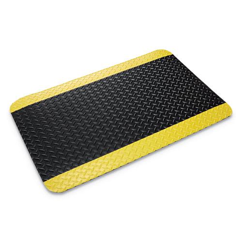 Industrial Deck Plate Anti-Fatigue Mat, Vinyl, 36 x 60, Black/Yellow Border. Picture 1