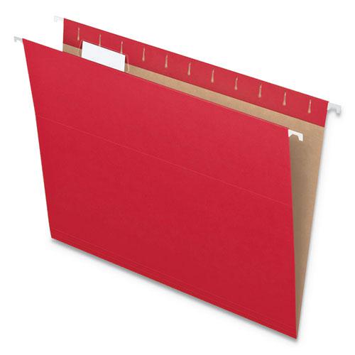 Colored Hanging Folders, Letter Size, 1/5-Cut Tabs, Red, 25/Box. Picture 8