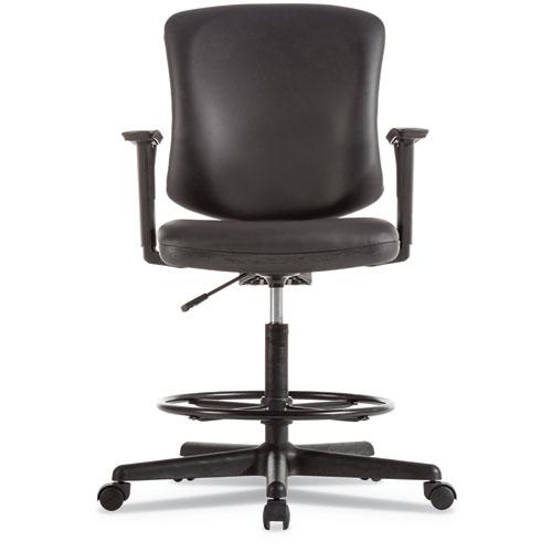 Alera Everyday Task Stool, Bonded Leather Seat/Back, Supports Up to 275 lb, 20.9" to 29.6" Seat Height, Black. Picture 2