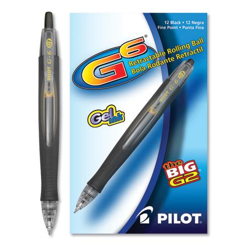 G6 Gel Pen, Retractable, Fine 0.7 mm, Black Ink, Black Barrel. Picture 2