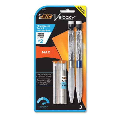 Velocity Max Pencil, 0.5 mm, HB (#2), Black Lead, Gray Barrel, 2/Pack. Picture 2
