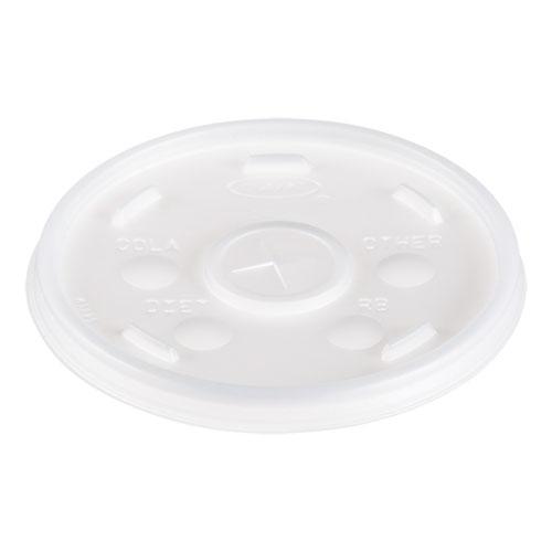 Plastic Lids, Fits 12 oz to 24 oz Hot/Cold Foam Cups, Straw-Slot Lid, White, 100/Pack, 10 Packs/Carton. Picture 1