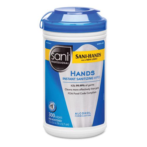 Hands Instant Sanitizing Wipes, 7.5 x 5, 300/Canister, 6/Carton. Picture 1