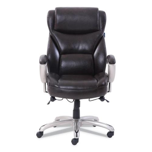 Emerson Big and Tall Task Chair, Supports Up to 400 lb, 19.5" to 22.5" Seat Height, Brown Seat/Back, Silver Base. Picture 2