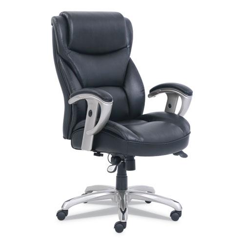 Emerson Big and Tall Task Chair, Supports Up to 400 lb, 19.5" to 22.5" Seat Height, Black Seat/Back, Silver Base. Picture 1
