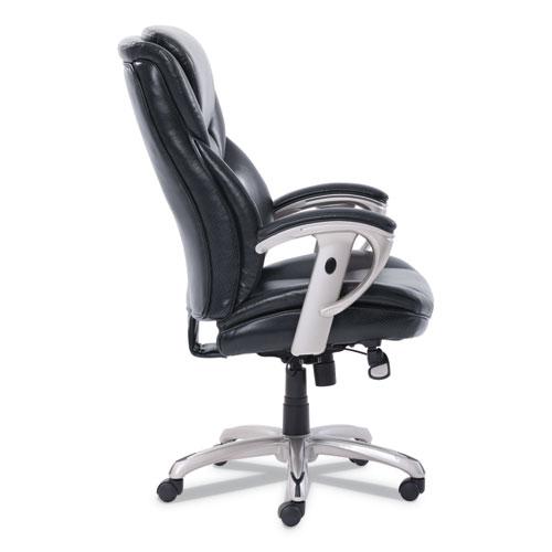 Emerson Executive Task Chair, Supports Up to 300 lb, 19" to 22" Seat Height, Black Seat/Back, Silver Base. Picture 3