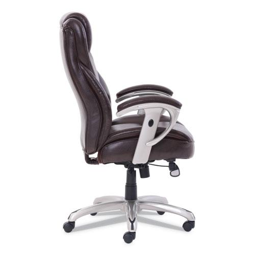 Emerson Big and Tall Task Chair, Supports Up to 400 lb, 19.5" to 22.5" Seat Height, Brown Seat/Back, Silver Base. Picture 3