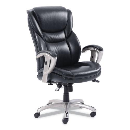Emerson Executive Task Chair, Supports Up to 300 lb, 19" to 22" Seat Height, Black Seat/Back, Silver Base. Picture 1