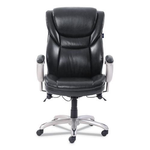 Emerson Executive Task Chair, Supports Up to 300 lb, 19" to 22" Seat Height, Black Seat/Back, Silver Base. Picture 2
