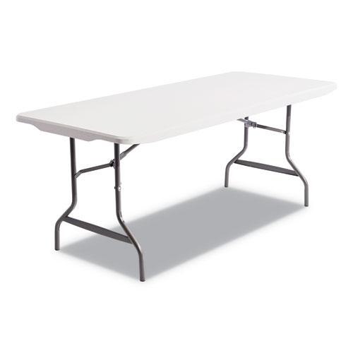 Resin Rectangular Folding Table, Square Edge, 72w x 30d x 29h, Platinum. Picture 1