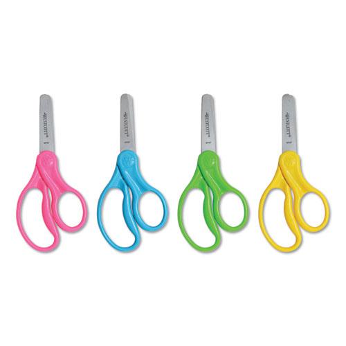 For Kids Scissors, Blunt Tip, 5" Long, 1.75" Cut Length, Assorted Straight Handles, 12/Pack. Picture 2