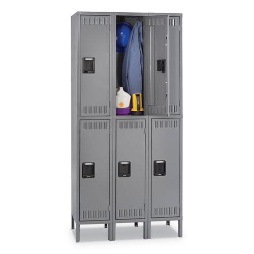 Double Tier Locker with Legs, Triple Stack, 36w x 18d x 78h, Medium Gray. Picture 1