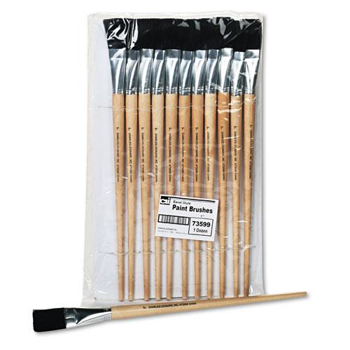 Long Handle Easel Brush, Size 22, Natural Bristle, Flat Profile, 12/Pack. Picture 1