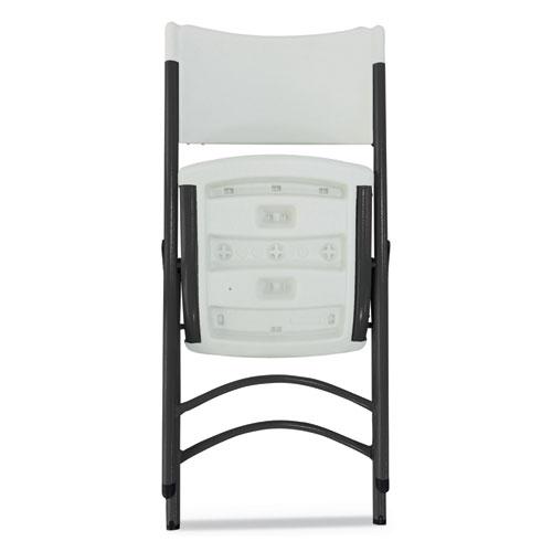 Premium Molded Resin Folding Chair, Supports Up to 250 lb, 17.52" Seat Height, White Seat, White Back, Dark Gray Base. Picture 5