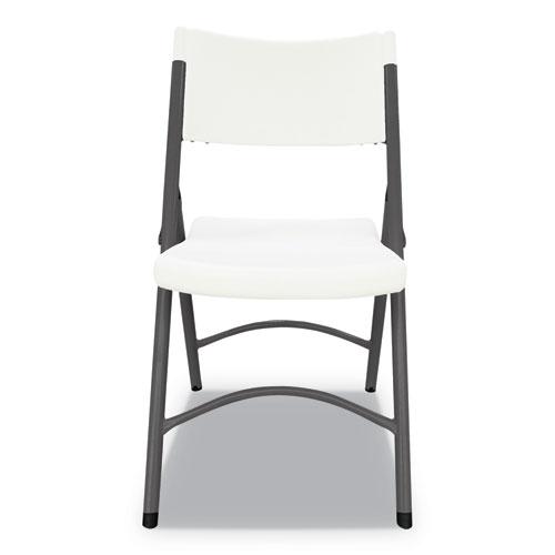 Premium Molded Resin Folding Chair, Supports Up to 250 lb, 17.52" Seat Height, White Seat, White Back, Dark Gray Base. Picture 4