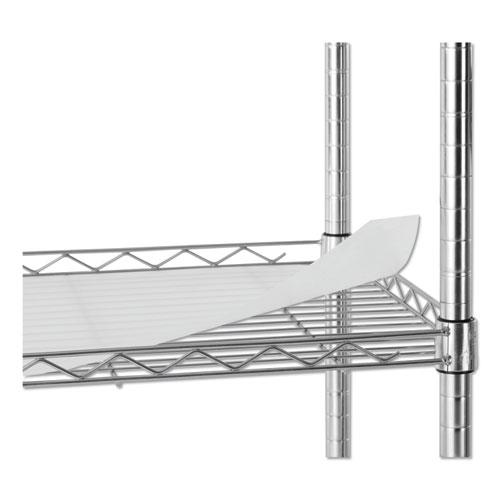 Three-Shelf Wire Cart with Liners, Metal, 3 Shelves, 450 lb Capacity, 24" x 16" x 39", Silver. Picture 4