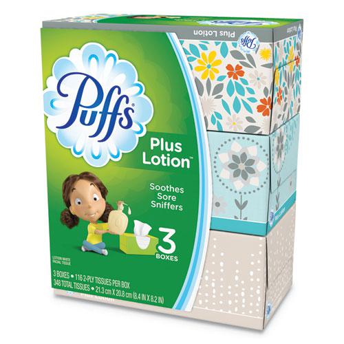 Plus Lotion Facial Tissue, 2-Ply, White, 116 Sheets/Box, 3 Boxes/Pack ...