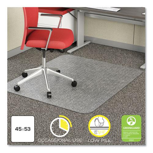 EconoMat Occasional Use Chair Mat for Low Pile Carpet, 45 x 53, Rectangular, Clear. Picture 1