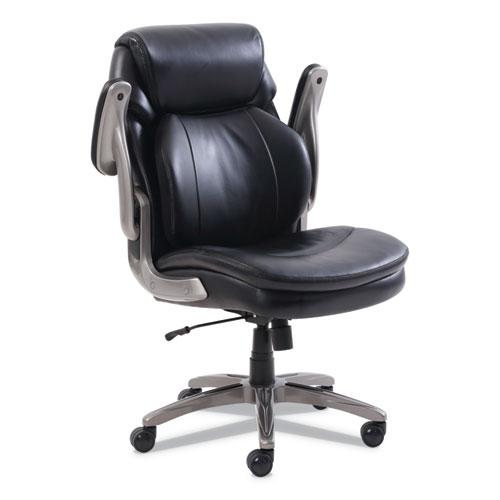 Cosset Mid-Back Executive Chair, Supports Up to 275 lb, 18.5" to 21.5" Seat Height, Black Seat/Back, Slate Base. Picture 4