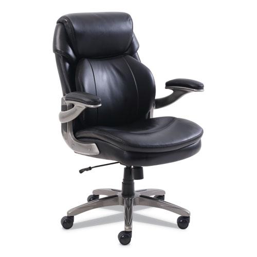 Cosset Mid-Back Executive Chair, Supports Up to 275 lb, 18.5" to 21.5" Seat Height, Black Seat/Back, Slate Base. Picture 1