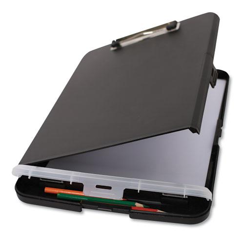 Storage Clipboard with Pen Compartment, 0.5" Clip Capacity, Holds 8.5 x 11 Sheets, Black. Picture 2