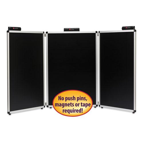 Justick Three-Panel Electro-Surface Table-Top Expo Display, 72" x 36", Black. The main picture.