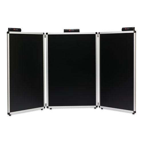 Justick Three-Panel Electro-Surface Table-Top Expo Display, 72" x 36", Black. Picture 2