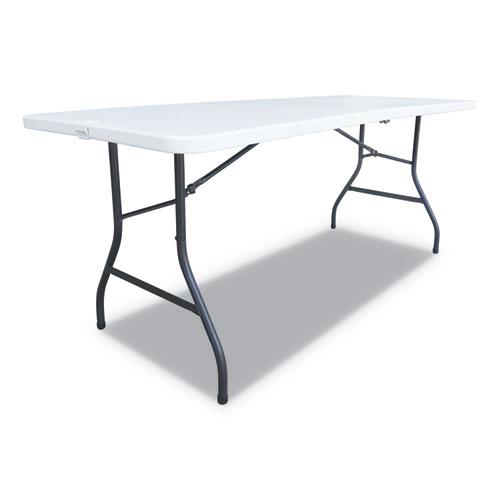 Fold-in-Half Resin Folding Table, Rectangular, 72w x 29.63d x 29.25h, White. Picture 1