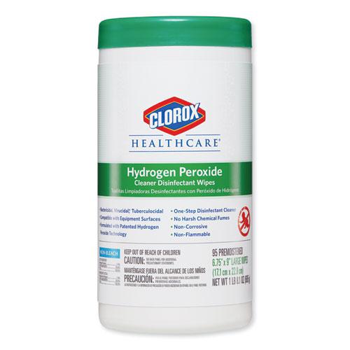 Hydrogen Peroxide Cleaner Disinfectant Wipes, 9 x 6.75, Unscented, White, 95/Canister, 6 Canisters/Carton. Picture 2