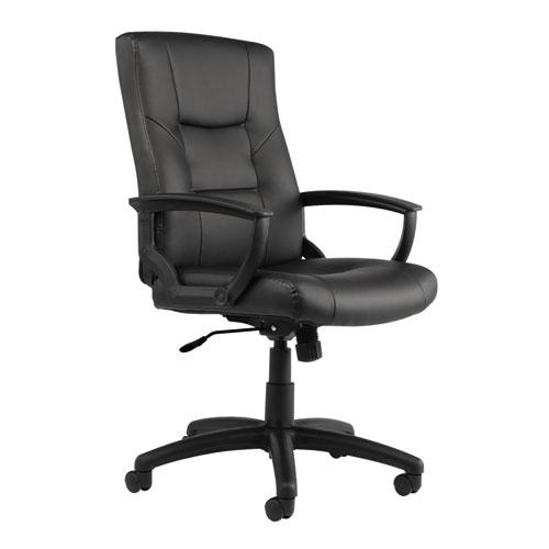 Alera YR Series Executive High-Back Swivel/Tilt Bonded Leather Chair, Supports 275 lb, 17.71" to 21.65" Seat Height, Black. Picture 1