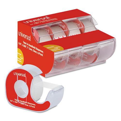 Invisible Tape with Handheld Dispenser, 1" Core, 0.75" x 25 ft, Clear, 4/Pack. Picture 1