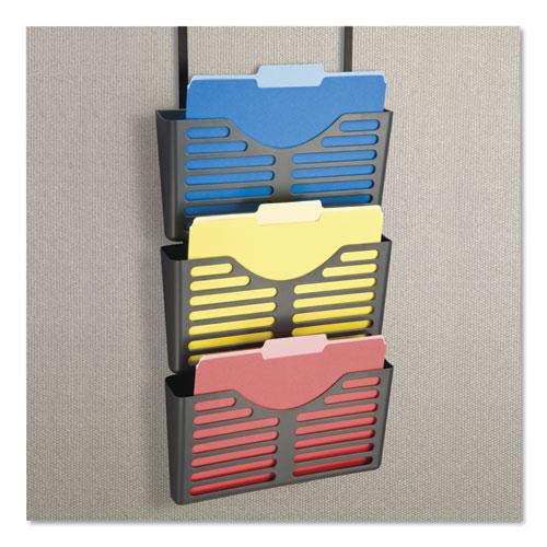 VerticalMate Cubicle Wall File Pocket, 3 Sections, Letter Size, 13.5" x 6" x 28", Charcoal, 3/Pack. Picture 4