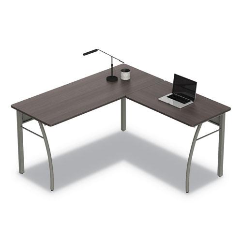 Trento Line L-Shaped Desk, 59.13" x 59.13" x 29.5", Mocha/Gray. Picture 6